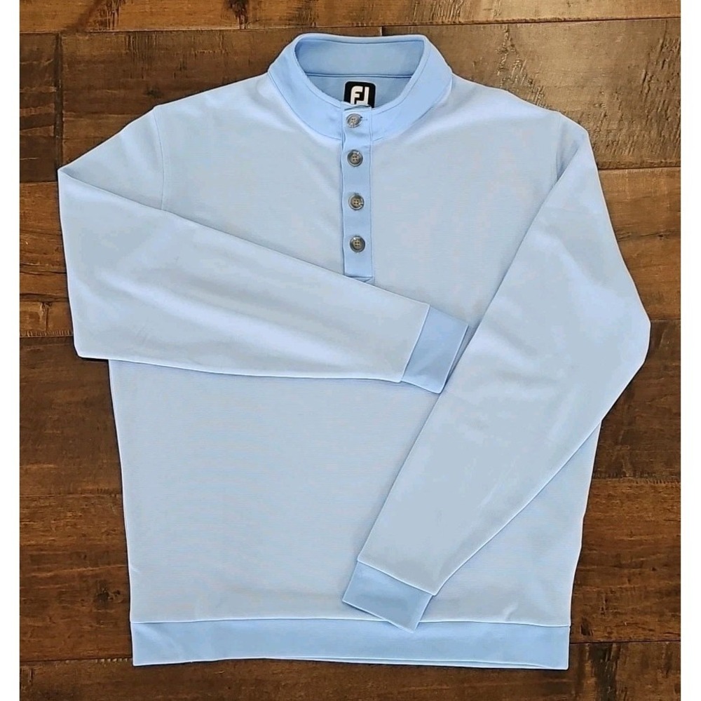 FootJoy Golf Men's Long Sleeve Pullover XLarge 1/4 Button-Up Baby‎ Blue
